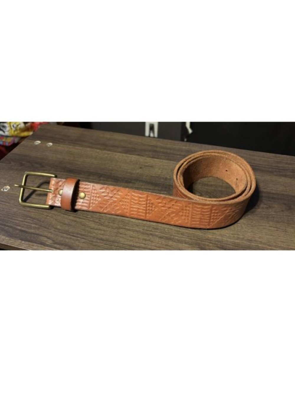 Lucky Brand x Pendleton Tooled Leather Belt Western Aztec men's 38 vintage style
